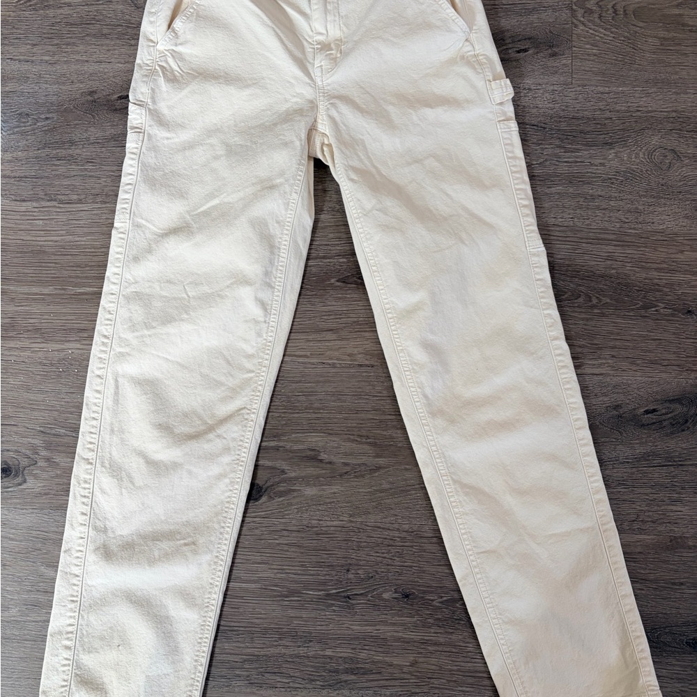 American Eagle Cream Carpenter Painter Pants High Rise Size 2